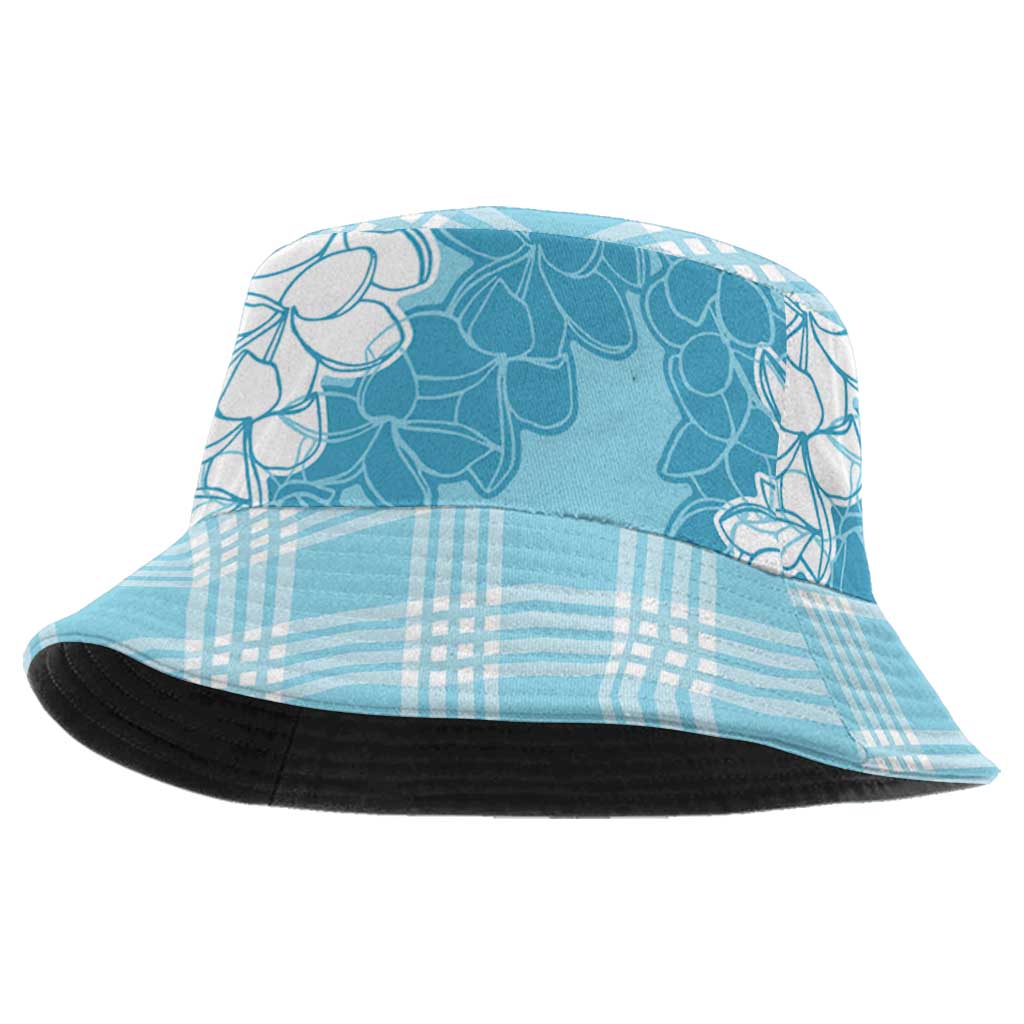 Hawaii Aloha Plumeria Lei Turquoise Palaka Bucket Hat - Polynesian Pride