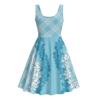 Hawaii Aloha Plumeria Lei Turquoise Palaka Midi Dress - Polynesian Pride