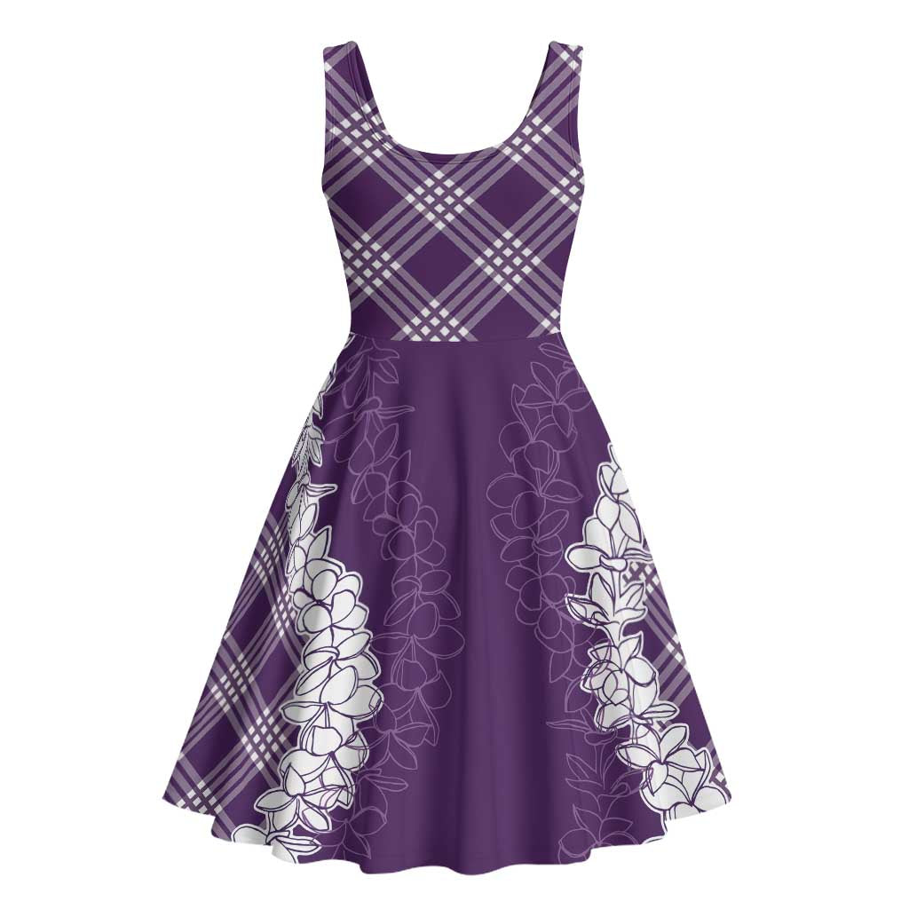 Hawaii Aloha Plumeria Lei Violet Palaka Midi Dress - Polynesian Pride