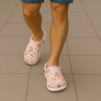 Hawaii Anthurium Tiare Pikake Lei Clogs Shoes Akala Lauhala Art Pattern