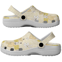 Hawaii Anthurium Tiare Pikake Lei Clogs Shoes Melemele Lauhala Art Pattern