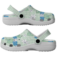 Hawaii Anthurium Tiare Pikake Lei Clogs Shoes Omaomao Lauhala Art Pattern