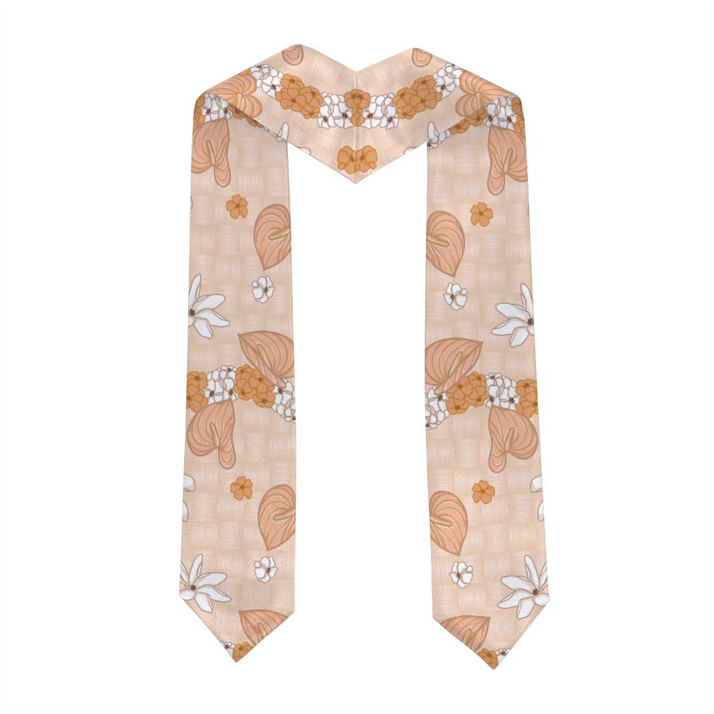 Hawaii Anthurium Tiare Pikake Lei Graduation Stole Alani Lauhala Art Pattern