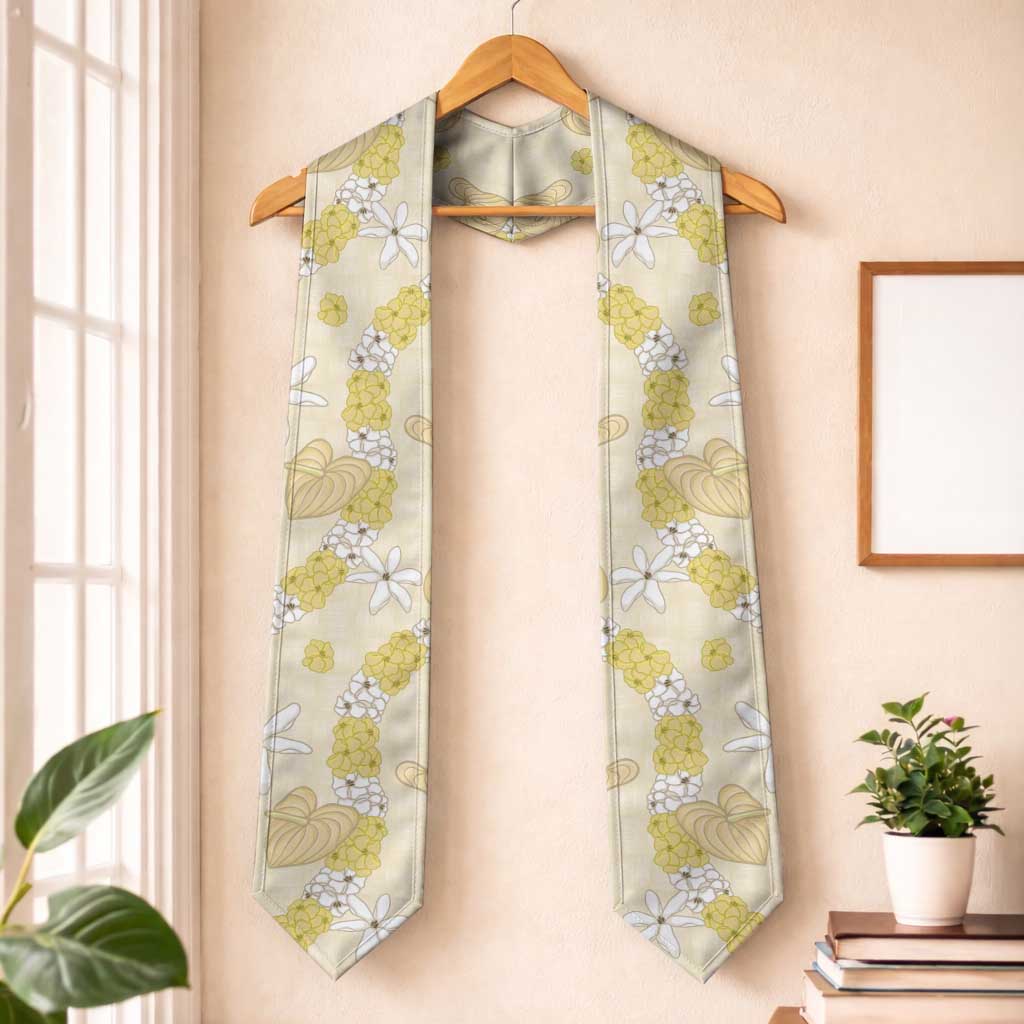 Hawaii Anthurium Tiare Pikake Lei Graduation Stole Melemele Lauhala Art Pattern