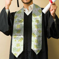 Hawaii Anthurium Tiare Pikake Lei Graduation Stole Sage Green Lauhala Art Pattern