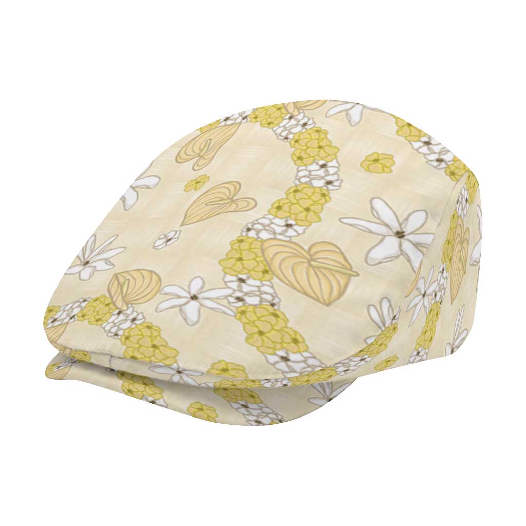 Hawaii Anthurium Tiare Pikake Lei Jeff Hat Melemele Lauhala Art Pattern LT01 - Polynesian Pride