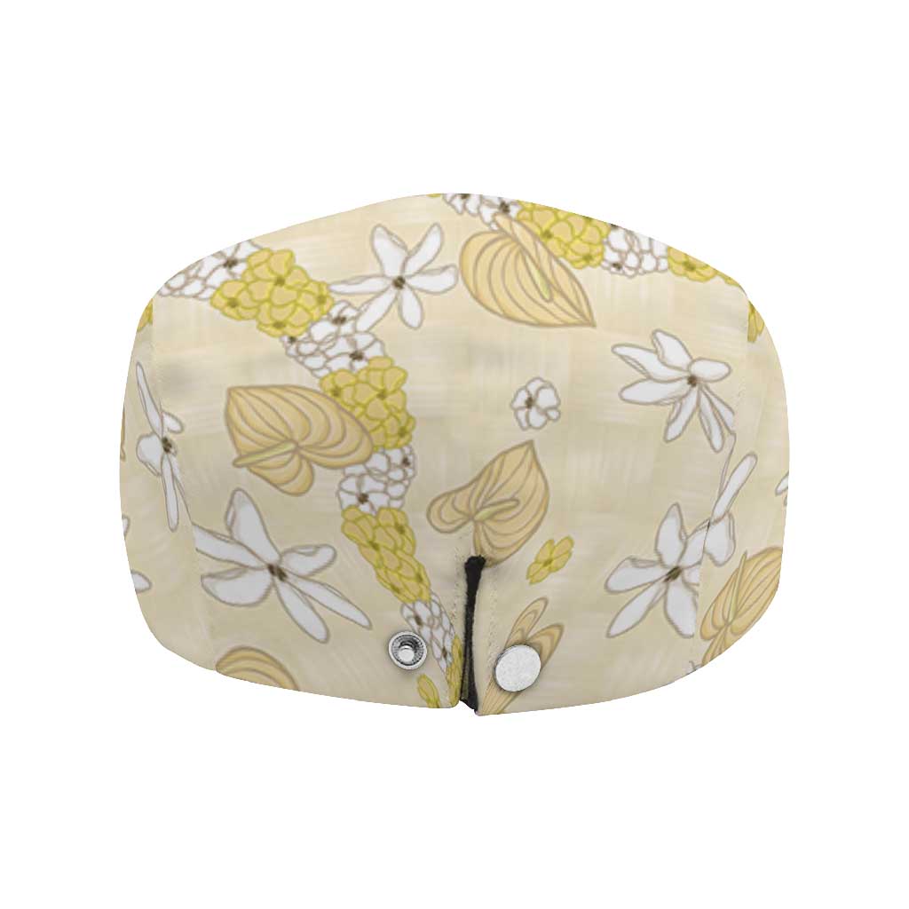 Hawaii Anthurium Tiare Pikake Lei Jeff Hat Melemele Lauhala Art Pattern LT01 - Polynesian Pride