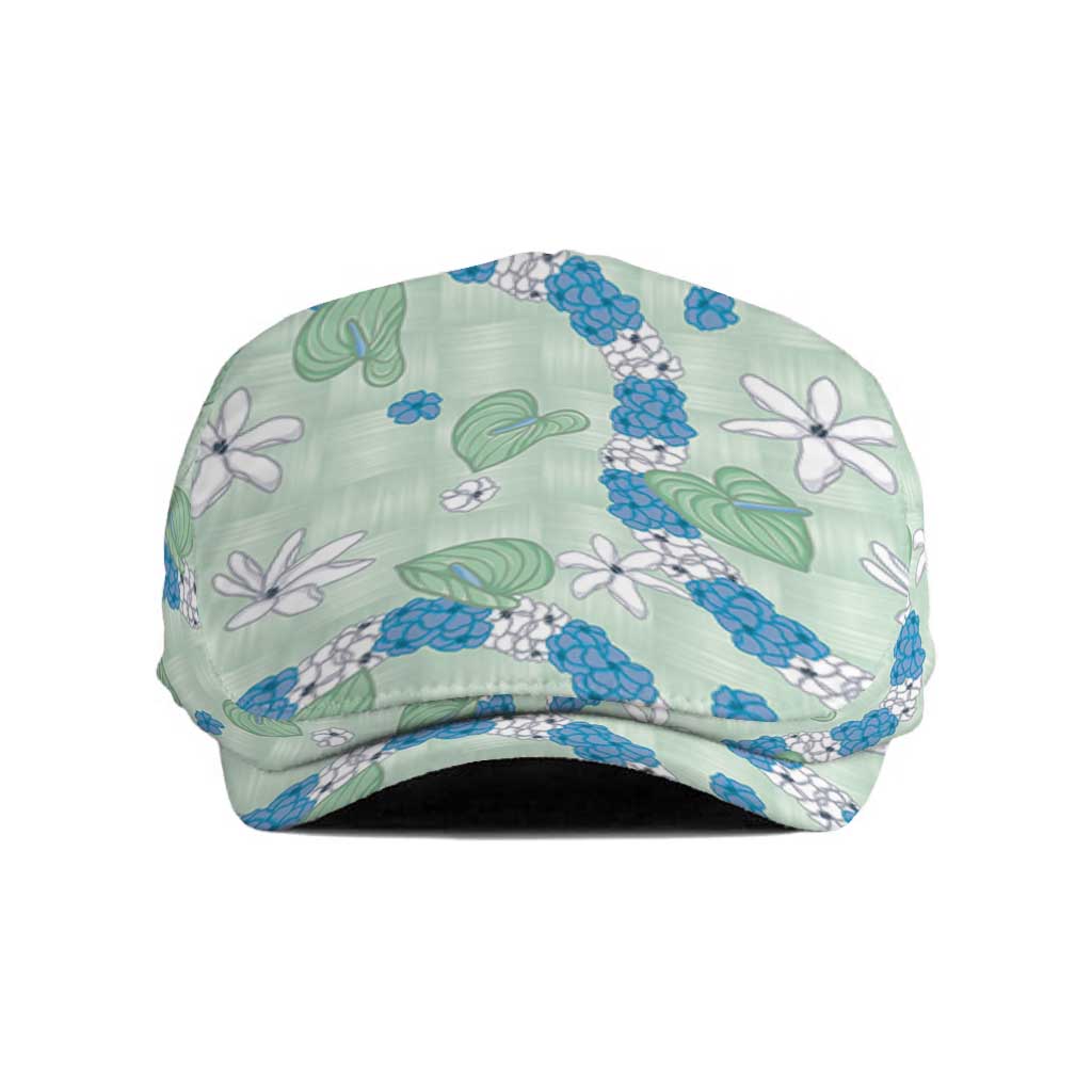 Hawaii Anthurium Tiare Pikake Lei Jeff Hat Omaomao Lauhala Art Pattern LT01 Green - Polynesian Pride