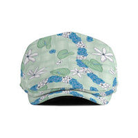 Hawaii Anthurium Tiare Pikake Lei Jeff Hat Omaomao Lauhala Art Pattern LT01 Green - Polynesian Pride