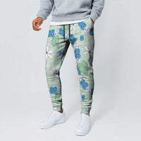 Hawaii Anthurium Tiare Pikake Lei Jogger Pants Omaomao Lauhala Art Pattern