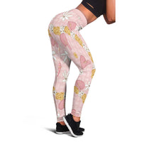 Hawaii Anthurium Tiare Pikake Lei Leggings Akala Lauhala Art Pattern LT01 - Polynesian Pride