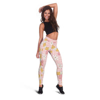 Hawaii Anthurium Tiare Pikake Lei Leggings Akala Lauhala Art Pattern LT01 - Polynesian Pride