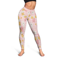 Hawaii Anthurium Tiare Pikake Lei Leggings Akala Lauhala Art Pattern LT01 - Polynesian Pride