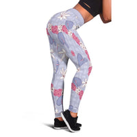 Hawaii Anthurium Tiare Pikake Lei Leggings Poni Lauhala Art Pattern LT01 - Polynesian Pride