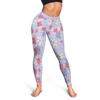 Hawaii Anthurium Tiare Pikake Lei Leggings Poni Lauhala Art Pattern LT01 - Polynesian Pride