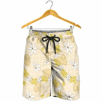 Hawaii Anthurium Tiare Pikake Lei Shorts for Men Melemele Lauhala Art Pattern