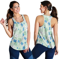 Hawaii Anthurium Tiare Pikake Lei Women Racerback Tank Omaomao Lauhala Art Pattern