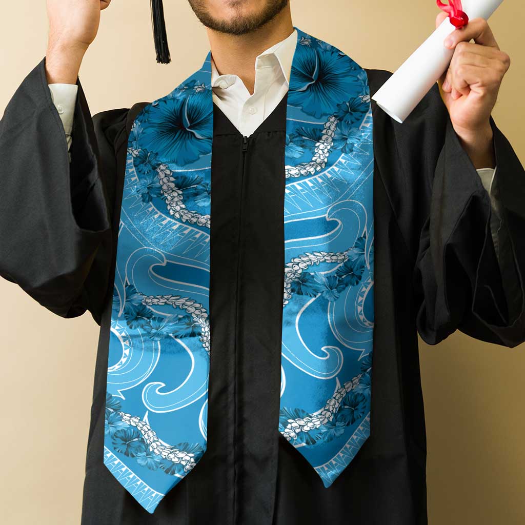 Hawaii Blue Hibiscus Pikake Lei Graduation Stole