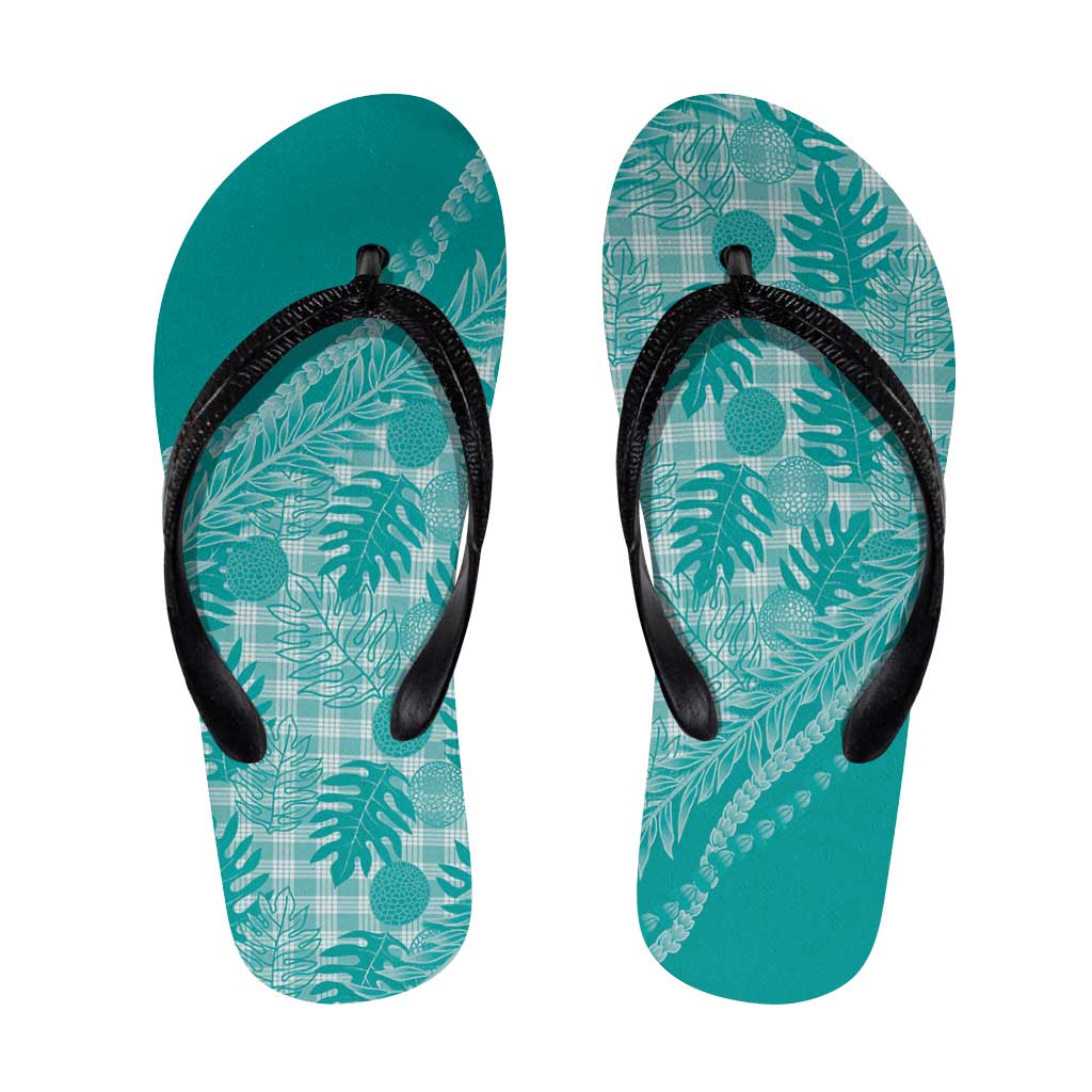 Hawaii Breadfruit Palaka Flip Flops Polu Opal Maile Lei - Polynesian Pride