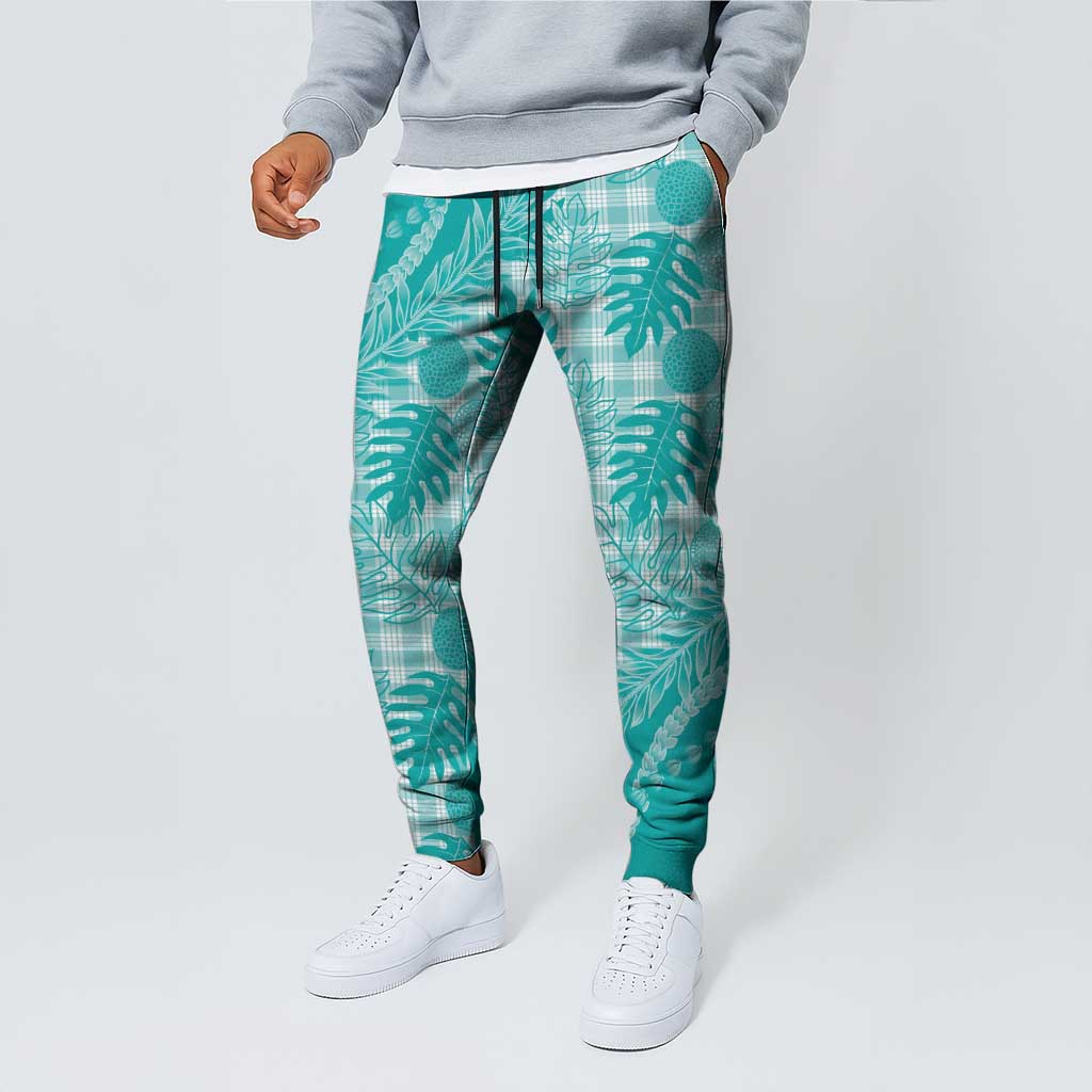 Hawaii Breadfruit Palaka Jogger Pants Polu Opal Maile Lei - Polynesian Pride