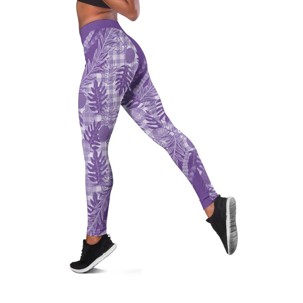 Hawaii Breadfruit Palaka Leggings Poni Maile Lei - Polynesian Pride