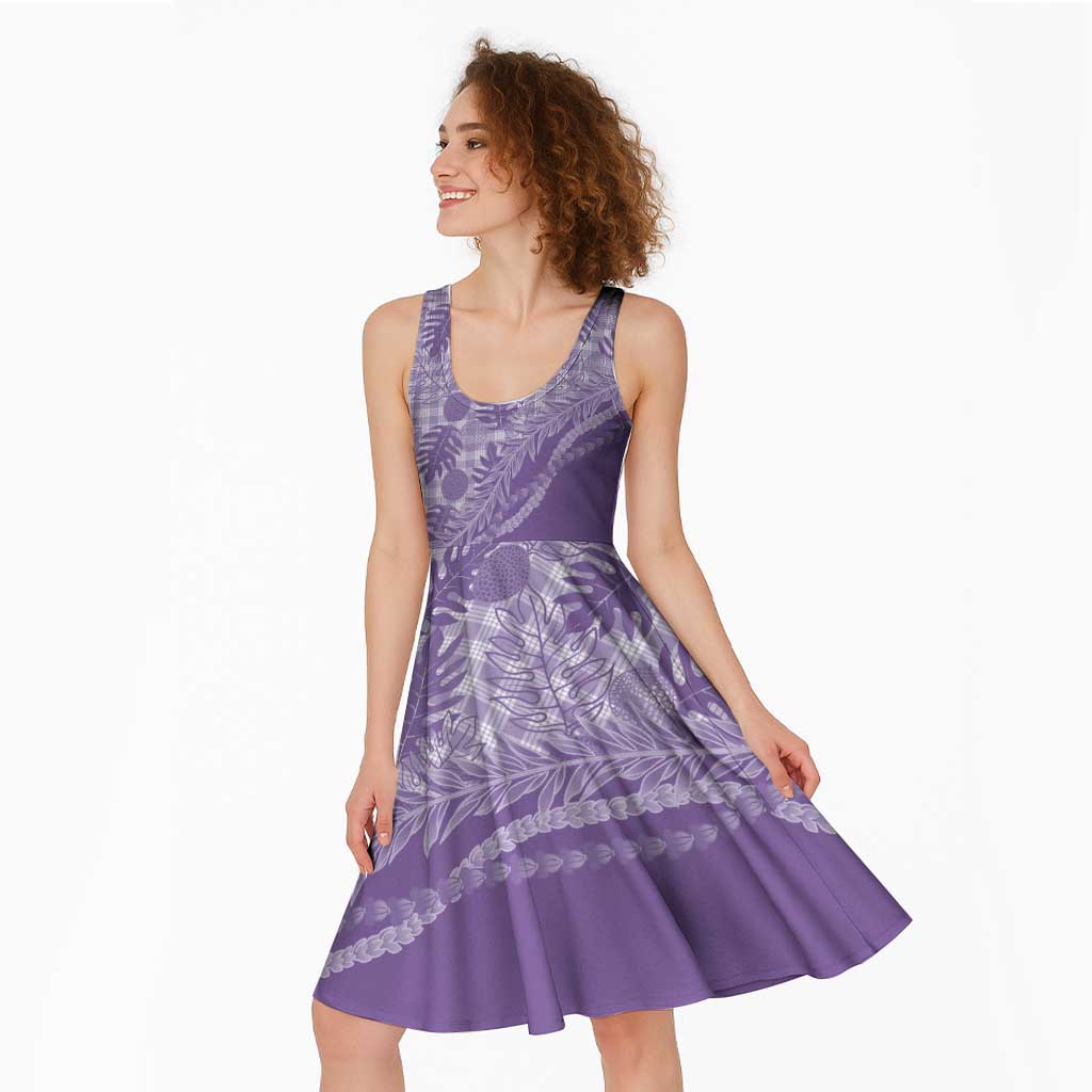 Hawaii Breadfruit Palaka Midi Dress Poni Maile Lei - Polynesian Pride
