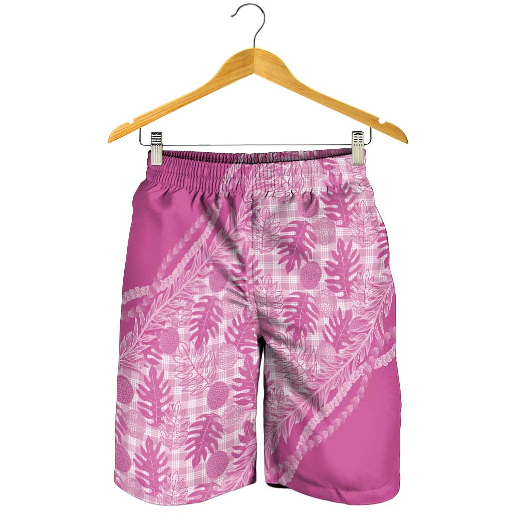 Hawaii Breadfruit Palaka Shorts for Men Omaomao Ulaula Maile Lei - Polynesian Pride