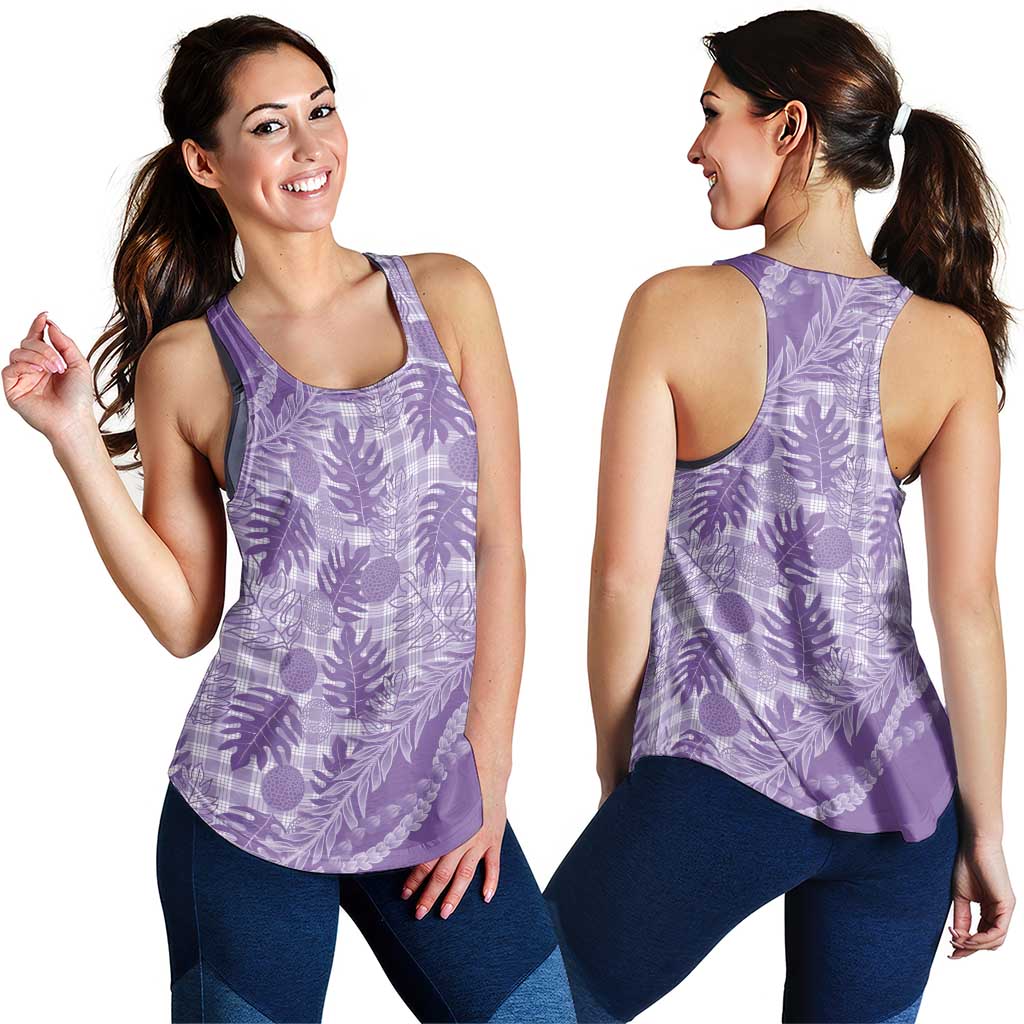 Hawaii Breadfruit Palaka Women Racerback Tank Poni Maile Lei - Polynesian Pride
