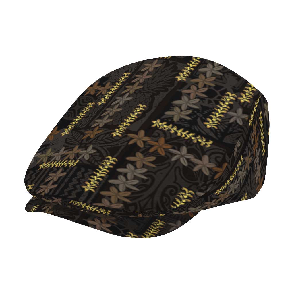 Hawaii Brown Plumeria Lei Black Jeff Hat Frangipani Floral Heritage Art LT01 - Polynesian Pride
