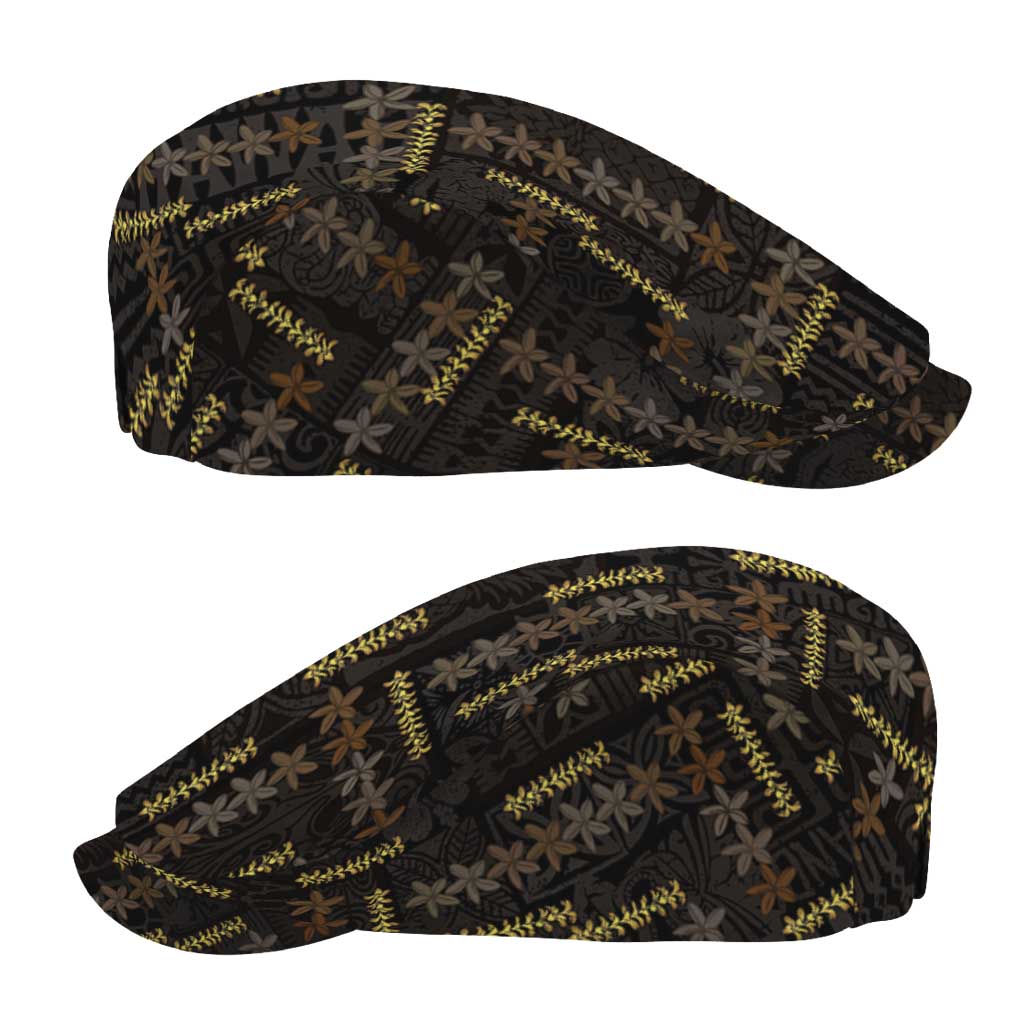 Hawaii Brown Plumeria Lei Black Jeff Hat Frangipani Floral Heritage Art LT01 - Polynesian Pride
