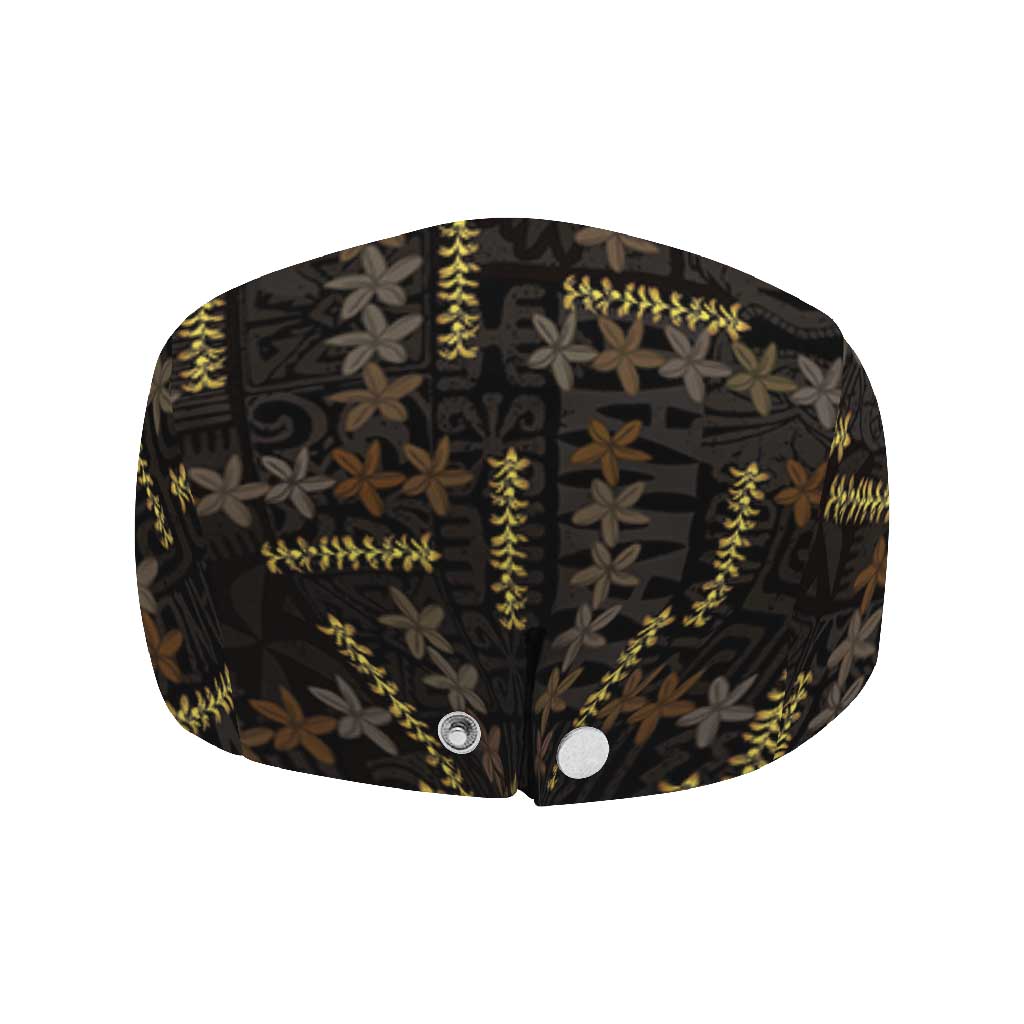 Hawaii Brown Plumeria Lei Black Jeff Hat Frangipani Floral Heritage Art LT01 - Polynesian Pride