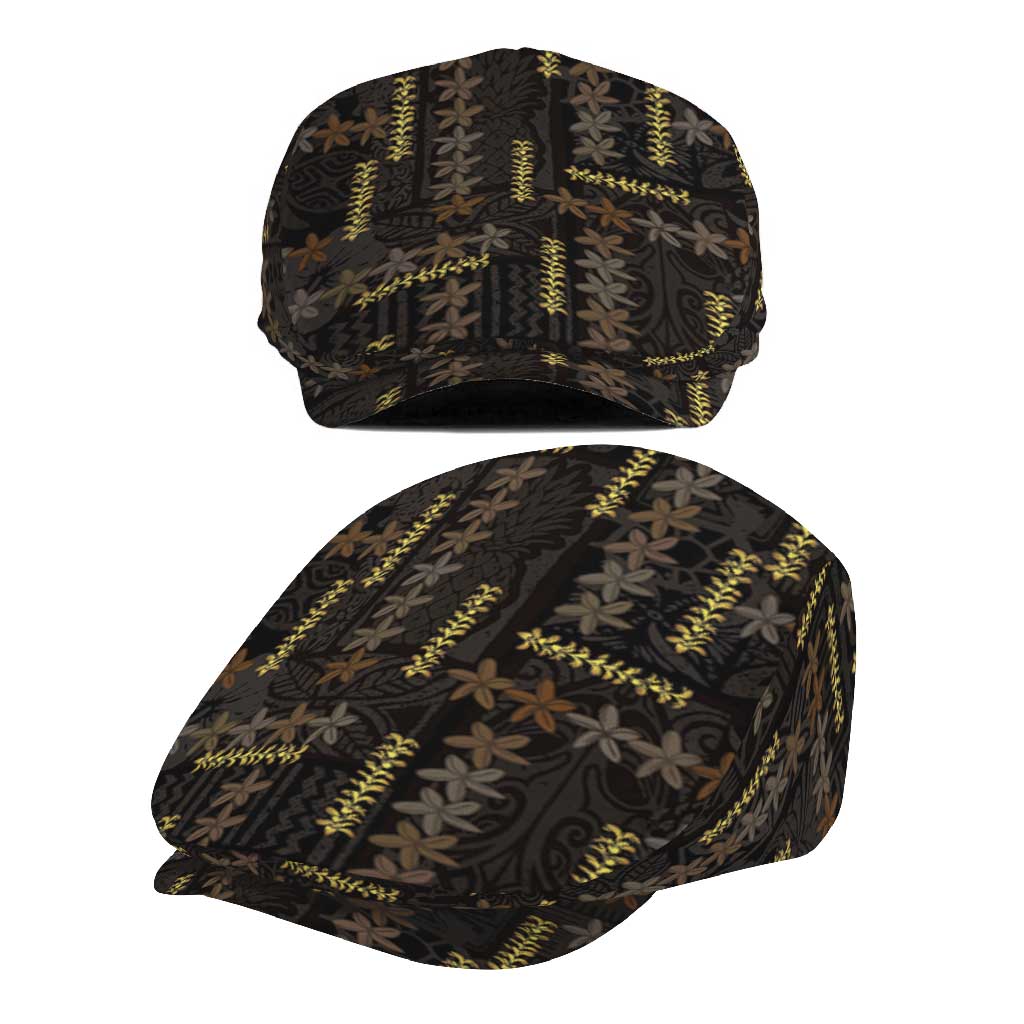 Hawaii Brown Plumeria Lei Black Jeff Hat Frangipani Floral Heritage Art LT01 - Polynesian Pride