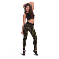 Hawaii Brown Plumeria Lei Black Leggings Frangipani Floral Heritage Art