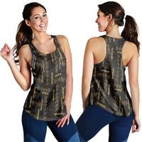 Hawaii Brown Plumeria Lei Black Women Racerback Tank Frangipani Floral Heritage Art