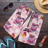 Hawaii Flamingo Hello Summer Shorts for Men Hawaiian Quilt Pattern