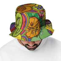 Hawaii Fruits Hippie Style Bucket Hat Vibrant Colorful