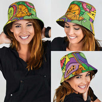 Hawaii Fruits Hippie Style Bucket Hat Vibrant Colorful