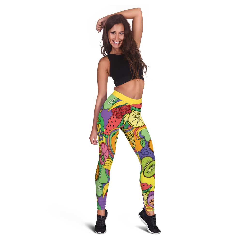 Hawaii Fruits Hippie Style Leggings Vibrant Colorful