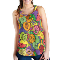 Hawaii Fruits Hippie Style Women Racerback Tank Vibrant Colorful