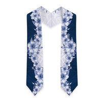 Hawaii Hibiscus Flowers Graduation Stole Blue Polynesian Pattern