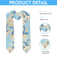 Hawaii Hibiscus Plumeria Blue Graduation Stole Polynesian Pattern