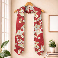 Hawaii Hibiscus Plumeria Red Graduation Stole Polynesian Pattern
