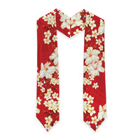 Hawaii Hibiscus Plumeria Red Graduation Stole Polynesian Pattern