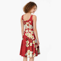 Hawaii Hibiscus Plumeria Red Midi Dress Polynesian Pattern