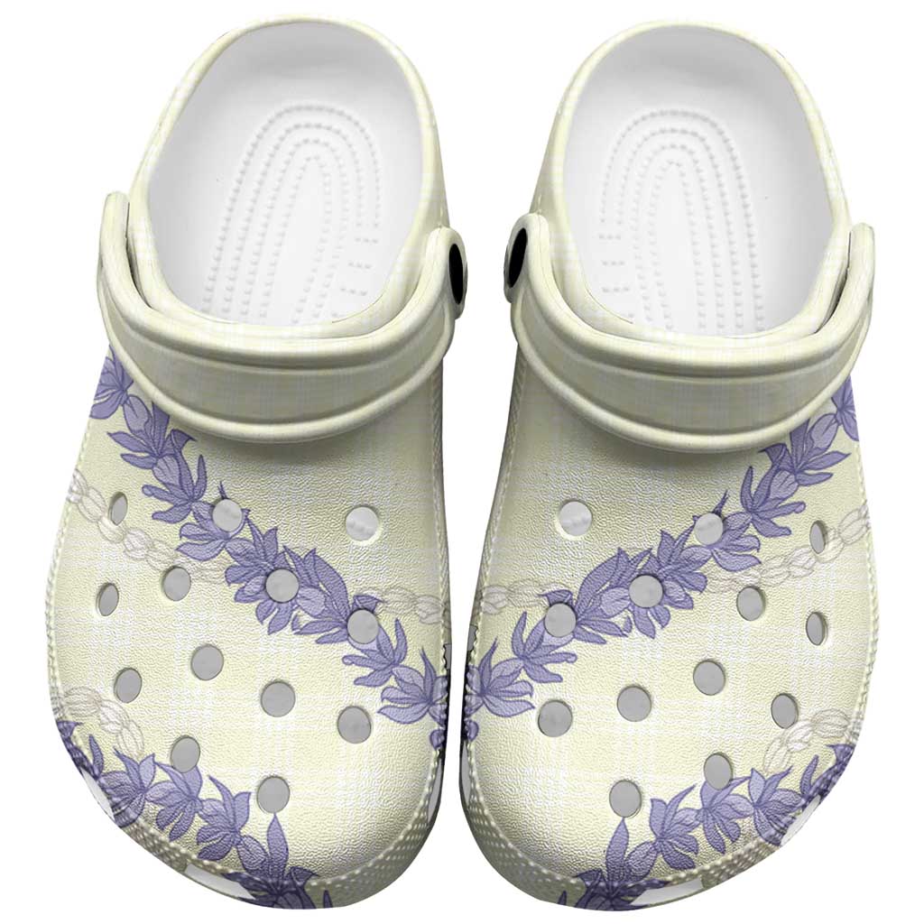 Hawaii Honohono Palaka Motifs Clogs Shoes Hawaiian Orchid Lei