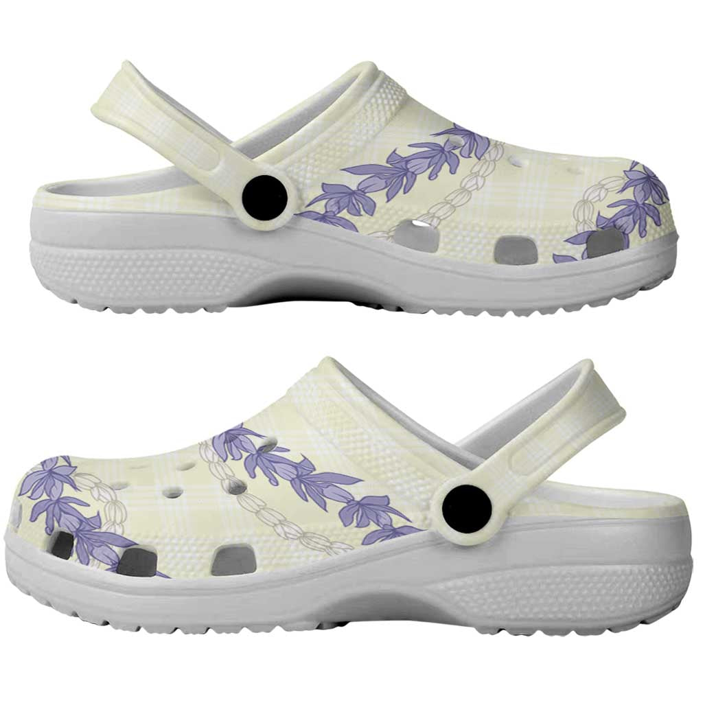 Hawaii Honohono Palaka Motifs Clogs Shoes Hawaiian Orchid Lei