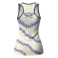 Hawaii Honohono Palaka Motifs Hollow Tank Top Hawaiian Orchid Lei