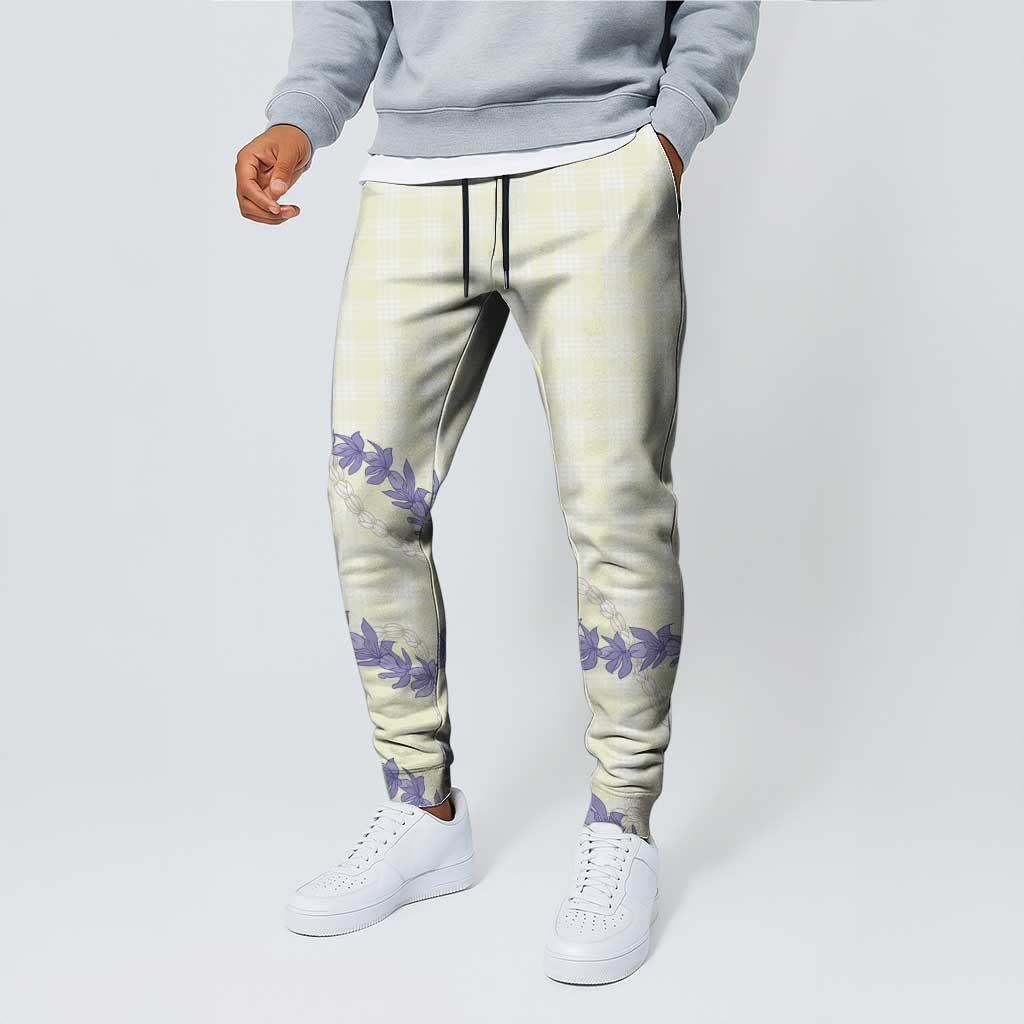 Hawaii Honohono Palaka Motifs Jogger Pants Hawaiian Orchid Lei
