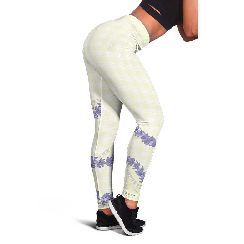 Hawaii Honohono Palaka Motifs Leggings Hawaiian Orchid Lei