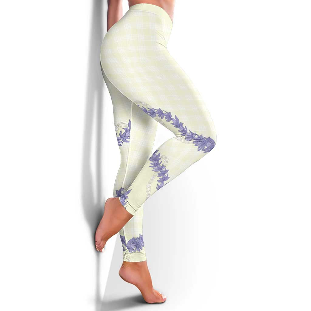 Hawaii Honohono Palaka Motifs Leggings Hawaiian Orchid Lei